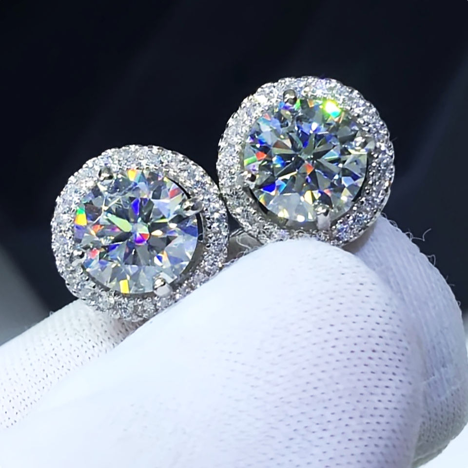 VVS Moissanite Flower Halo Studs